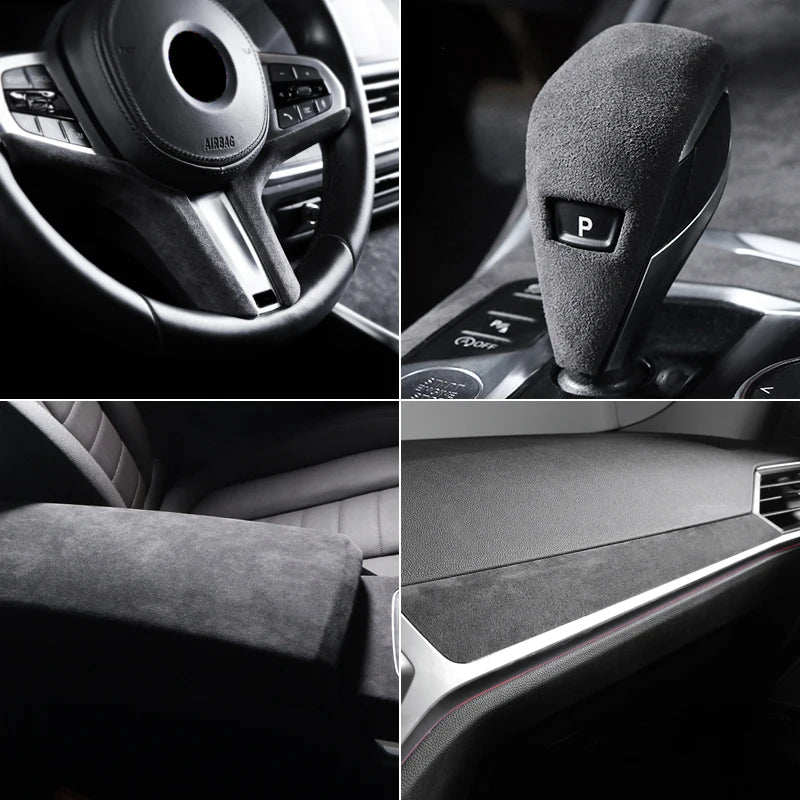 For BMW G20 G28 G23 Serie 3 4 Made of Alcantara Center Console Gear Shift Knob Panel Cover Trim Sticker Car Interior Accessories