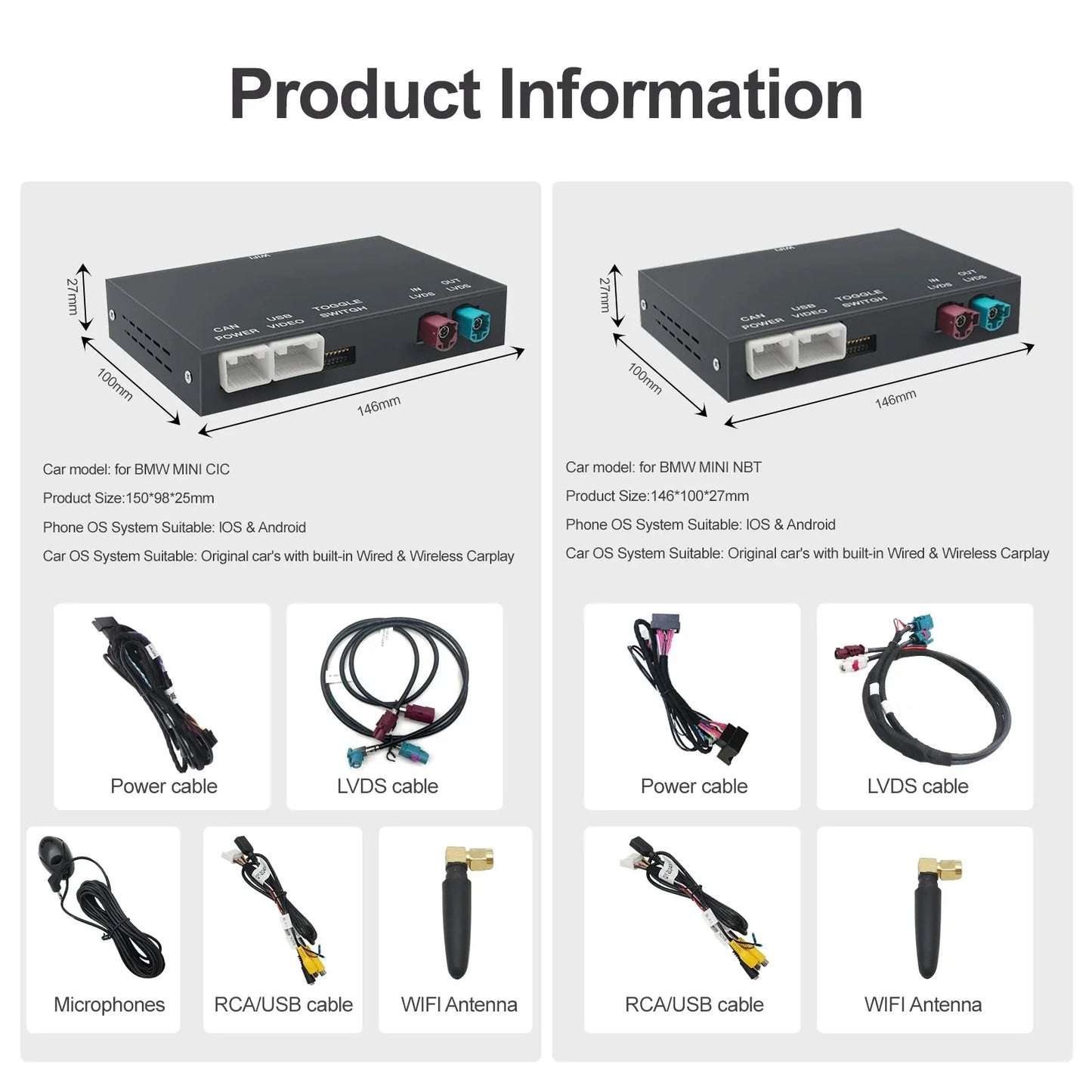 LEXXSON NEW Wireless CarPlay Android For BMW NBT CIC System 1 2 3 4 5 Series X1 X3 X4 X5 F20 F30 F31 F34 F10 F48 F25 F26 F15 F60