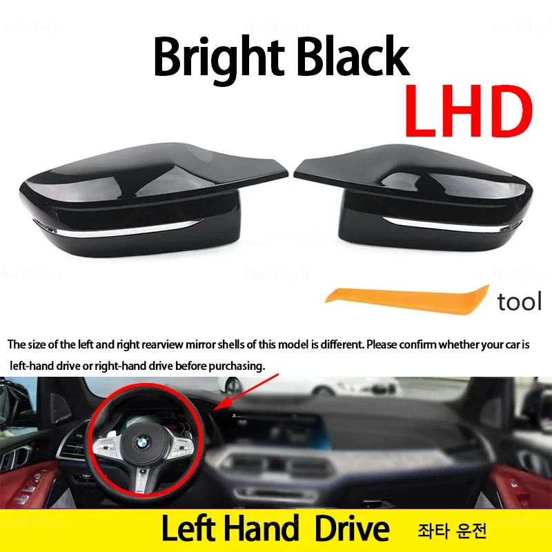 Carbon Fiber Glossy Black Replacement Side Mirror Covers Cap For BMW 3 4 5 7 8 Series G20 G21 G30 G38 G22 G23 G11 G12 G15 G16