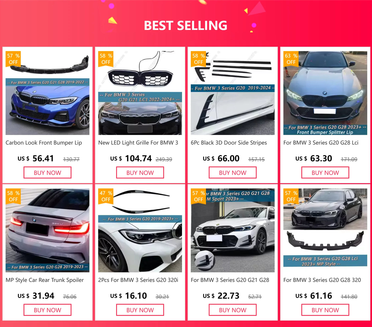 Carbon Look Front Bumper Lip Spoiler Splitter Diffuser Cover Canards tuning For BMW 3 Series G20 G21 G28 2019-2022 M Pack
