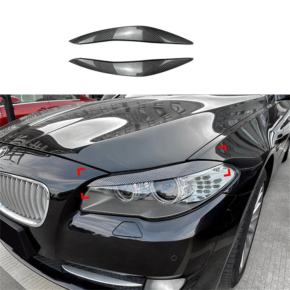2Pcs ABS Gloss Headlight Evil Eyebrows Eyelids For BMW F10 F11 5 Series 518d 520d 523i 530i 530d 550i M5 2009-2017 3D Stickers