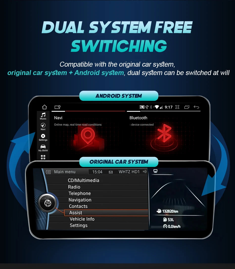 Wireless Carplay Android 14 For BMW F20 F30 F21 F22 F31 F32 F33 F34 F36 NBT EVO Multimedia Player Auto Radio Screen GPS