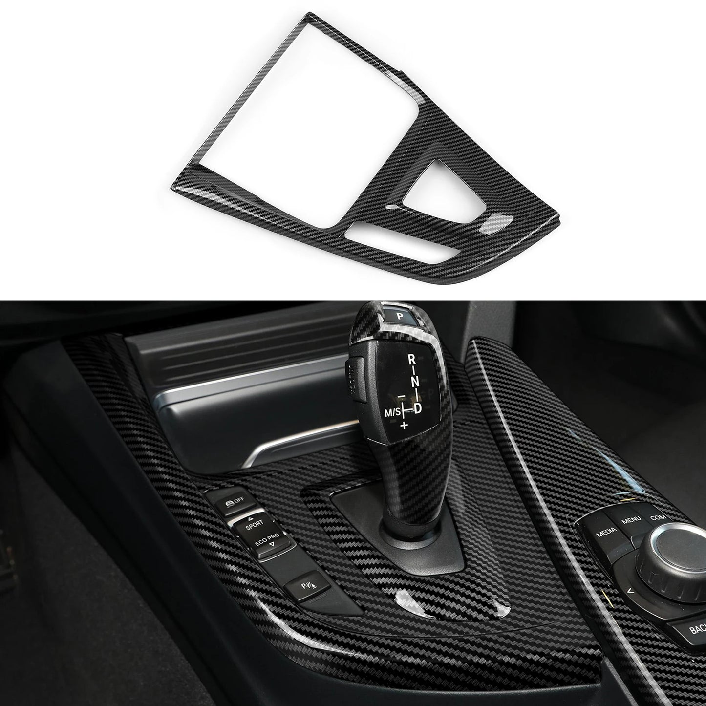 Car Center Console Dashboard Gear Shifter Panel For BMW F30 F31 F34 3GT F32 F33 F36 Trim Accessories, Carbon Fiber ABS Sticker