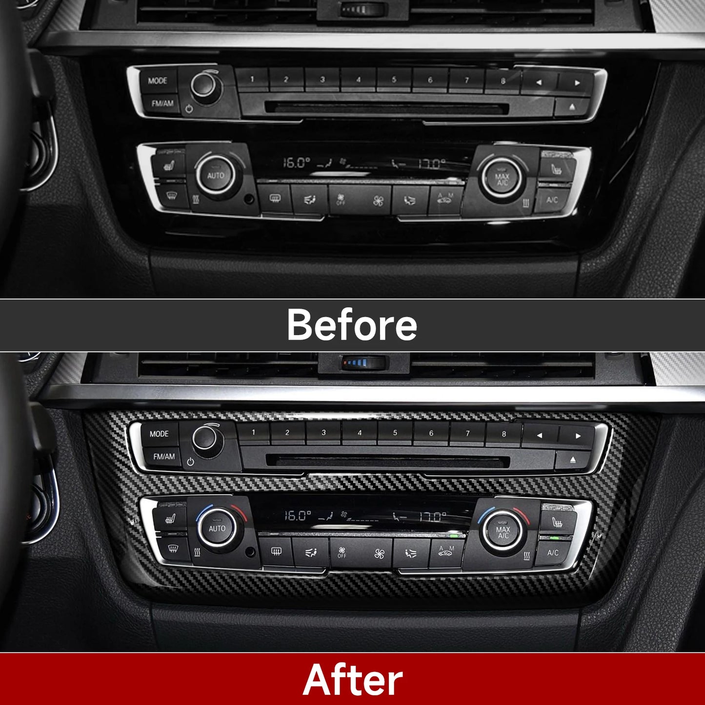 Car Center Console Dashboard Gear Shifter Panel For BMW F30 F31 F34 3GT F32 F33 F36 Trim Accessories, Carbon Fiber ABS Sticker