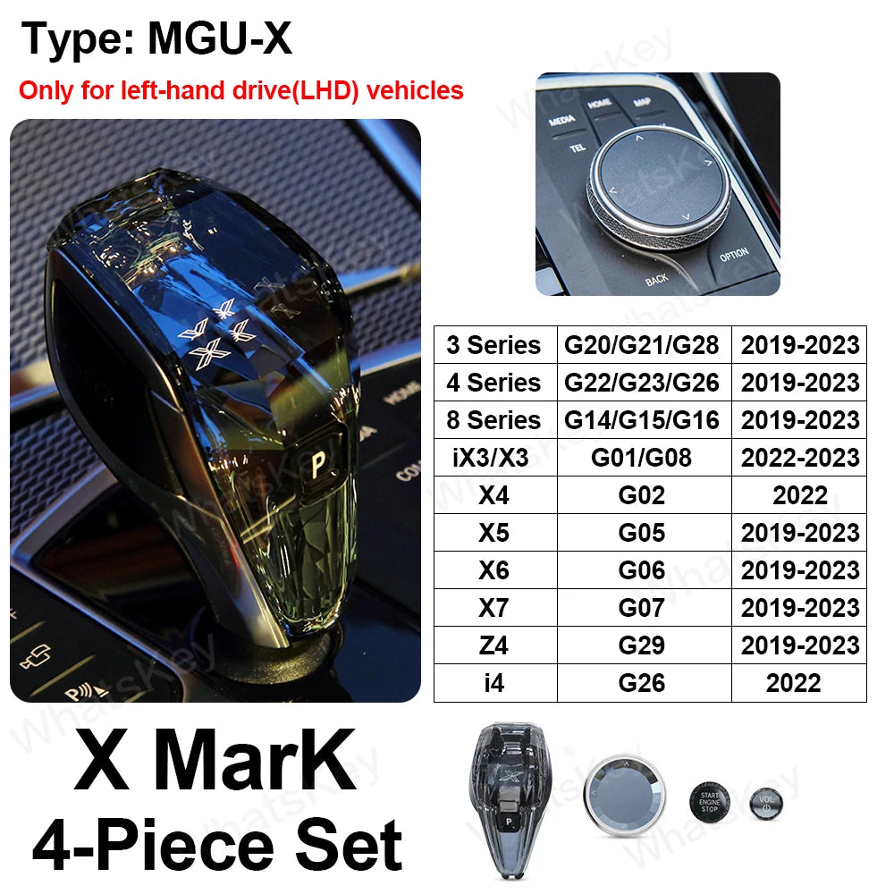 4 Piece Set Crystal Gear Shift Knob Lever For BMW G20 G21 iX3 G08 X3 G01 X6 G06 X7 G07 X5 G05 Automatic Crystal Gear Handle