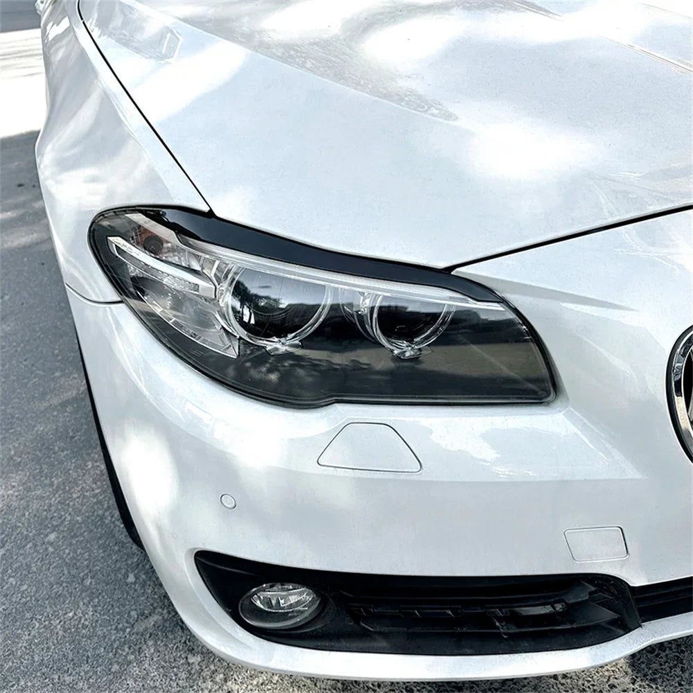 2Pcs ABS Gloss Headlight Evil Eyebrows Eyelids For BMW F10 F11 5 Series 518d 520d 523i 530i 530d 550i M5 2009-2017 3D Stickers