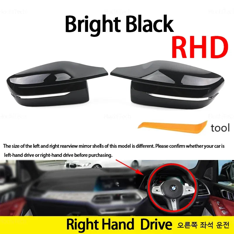 Carbon Fiber Glossy Black Replacement Side Mirror Covers Cap For BMW 3 4 5 7 8 Series G20 G21 G30 G38 G22 G23 G11 G12 G15 G16