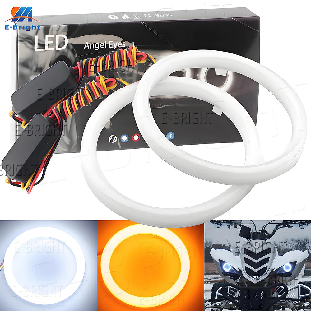 2PCS 24V 12V Angel Eyes Halo Rings 4014 LED Cars Headlight DRL Driving Light White Amber 60 70 80MM 90MM 95MM 100MM 110MM 120MM