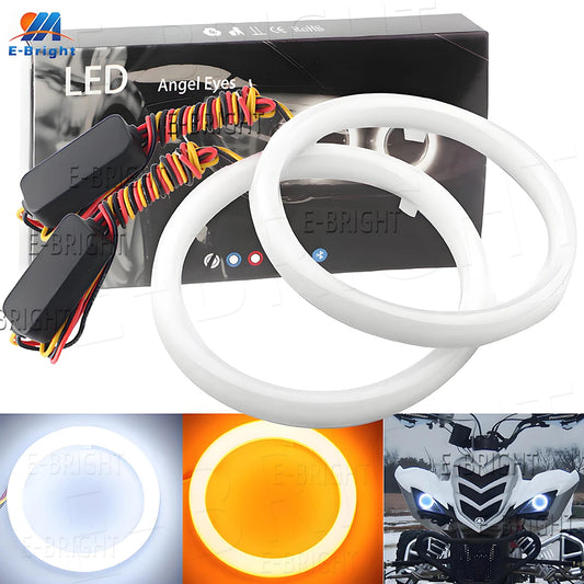 2PCS 24V 12V Angel Eyes Halo Rings 4014 LED Cars Headlight DRL Driving Light White Amber 60 70 80MM 90MM 95MM 100MM 110MM 120MM