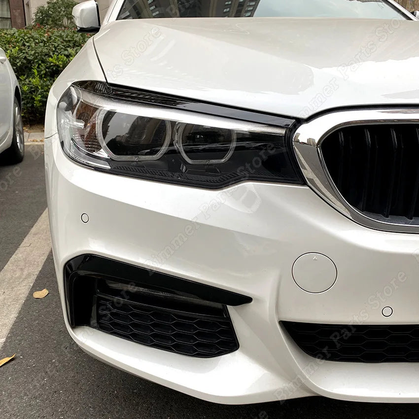 Car Front Headlight Eyelid Eyebrow For BMW 5 Series G30 G31 G38 F90 M5 525i 530i 540i 2017-2021 Headlamp Cover Trims 3D Stickers