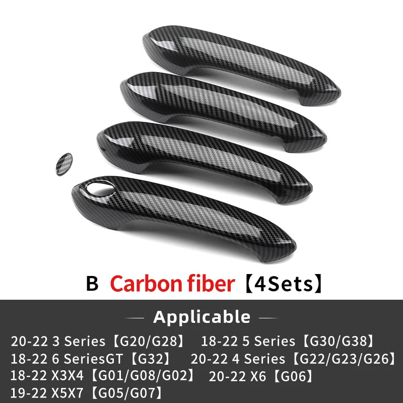 4PCS Car Door Handle Cover Trim Exterior Decoration For BMW G20 G30 G32 X1 F48 X2 F39 X3 G01 X4 G02 X5 F15 G05 G06 5 Series LHD