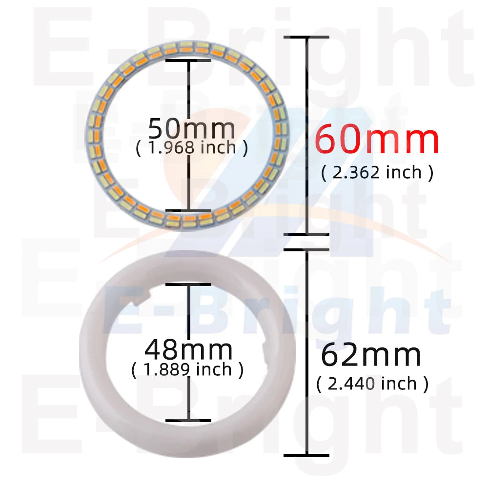 2PCS 24V 12V Angel Eyes Halo Rings 4014 LED Cars Headlight DRL Driving Light White Amber 60 70 80MM 90MM 95MM 100MM 110MM 120MM