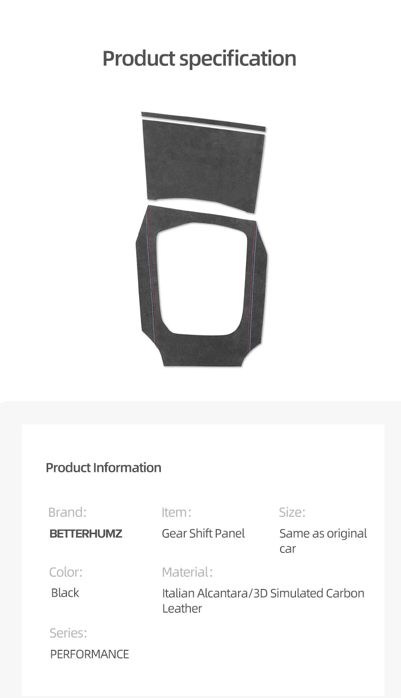 For BMW G20 G23 G28 G42 i3 Made of Alcantara Center Gear Shift Panel Trim Cover M Performance Sticker Car Interior Accessories