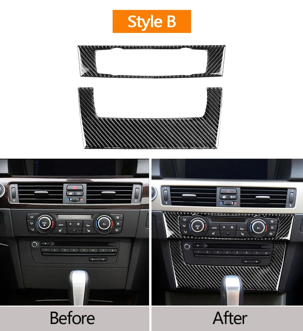 For BMW E90 E92 E93 3 Series Accessories Car Interior Real Carbon Fiber Air Conditioning CD Console Panel Cover Trim Car Styling