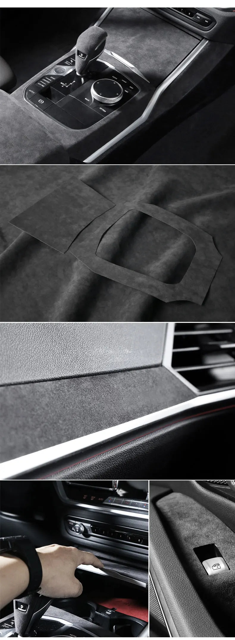 For BMW G20 G28 G23 Serie 3 4 Made of Alcantara Center Console Gear Shift Knob Panel Cover Trim Sticker Car Interior Accessories