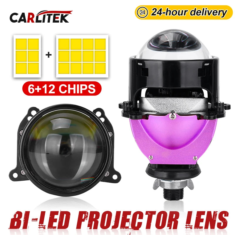 12+6pc Chips 3.0 Inch Bi Led Projector Lens Halo Lights H4 H7 9005 9006 Car Headlights Hella 3R G5 Angel Eyes High Low Beam LED