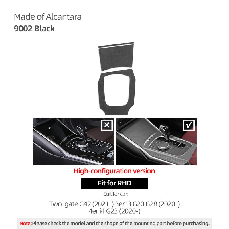 For BMW G20 G28 G23 Serie 3 4 Made of Alcantara Center Console Gear Shift Knob Panel Cover Trim Sticker Car Interior Accessories