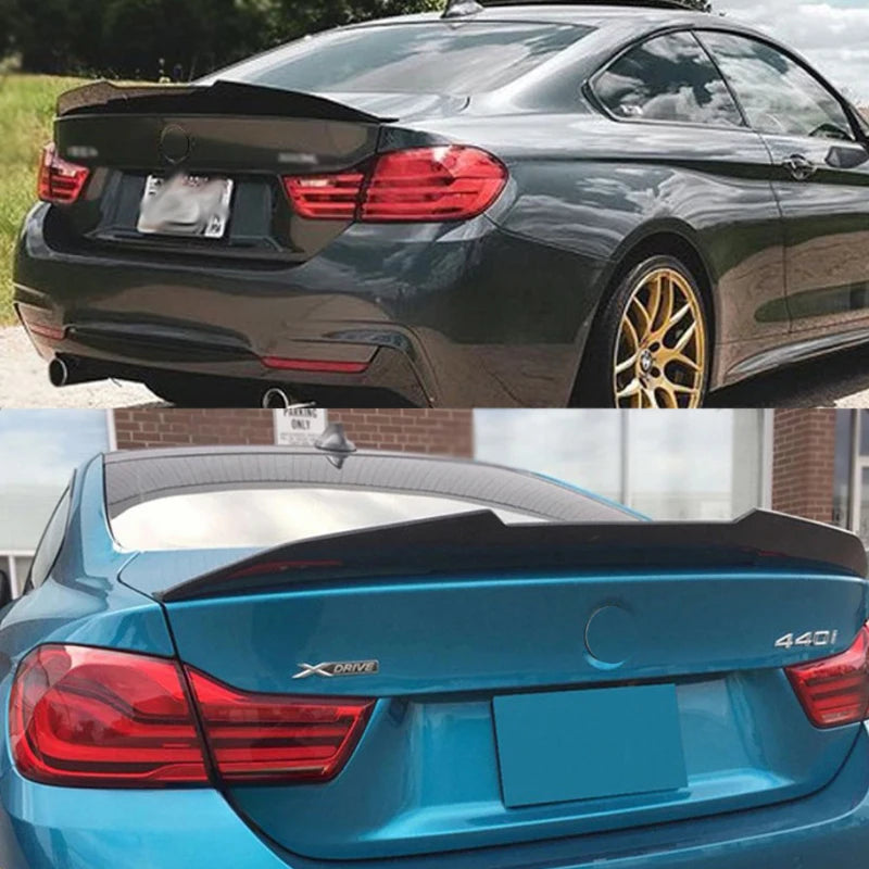 For BMW 4 Series F32 F33 F36 2014-2020 Carbon Fiber Rear Bumper Lip Trunk Spoiler  MP M4 PSM Style Wing Tail Kit Gloss Black