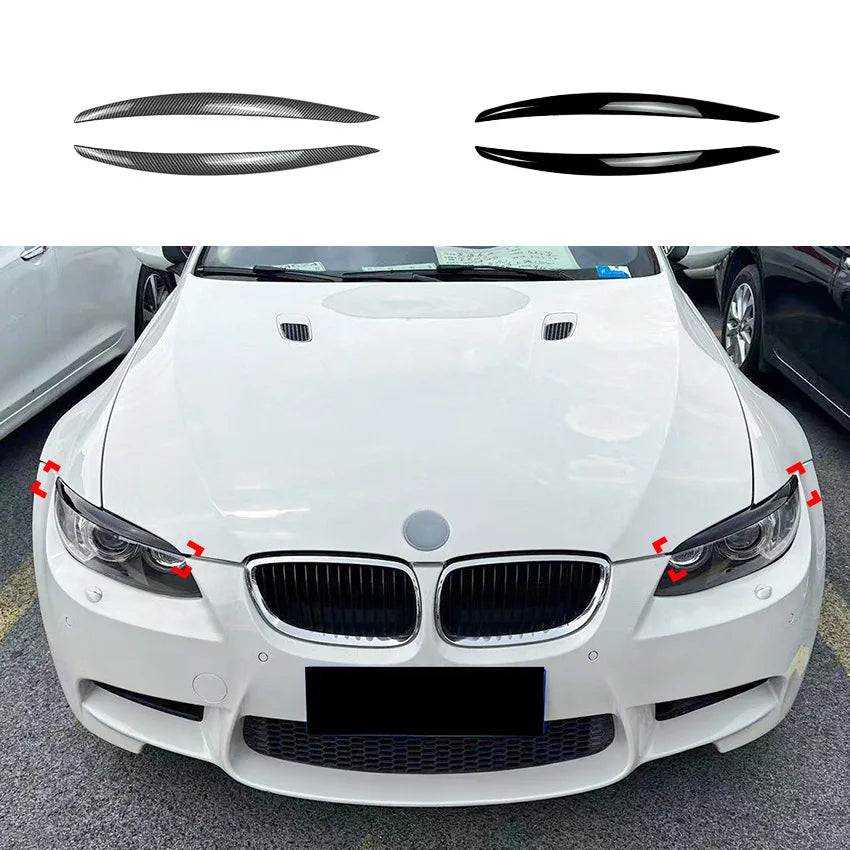 ABS Gloss Headlight Eyebrows Eyelids 2Pcs for BMW E92 E93 3 Series 325i 330i 330d 335i 335d Pre-LCI 3D Stickers Car Accessories