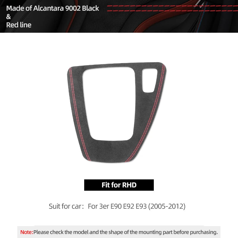 For BMW Series 3 E90 E92 E93 2005-2012 Car Interior Gear Shifter Panel Trims Stickers Made of Alcantara Performance Accessories