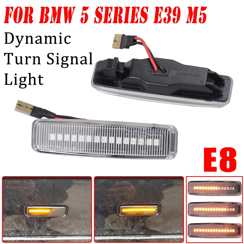 Led Dynamic Turn Signal Light Side Marker Fender Sequential Lamp Blinker Indicator Trim Cover For BMW 5 Series E39 1995-2003 M5