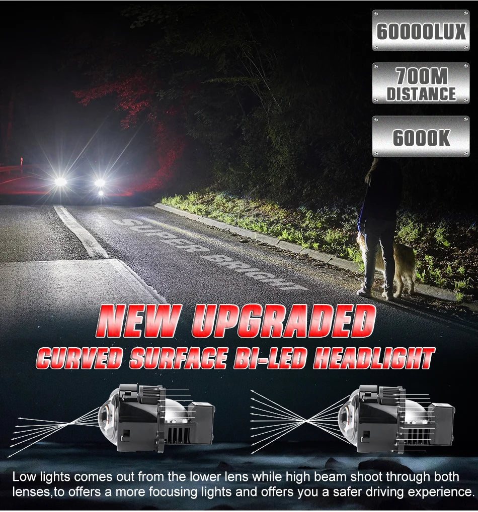 160W Bi-LED Laser Pro Projector Lenses 3 inch Headlight LED Lamp For Hella 3R G5 Frame Car Styling Retrofit High/Low Beam Lens