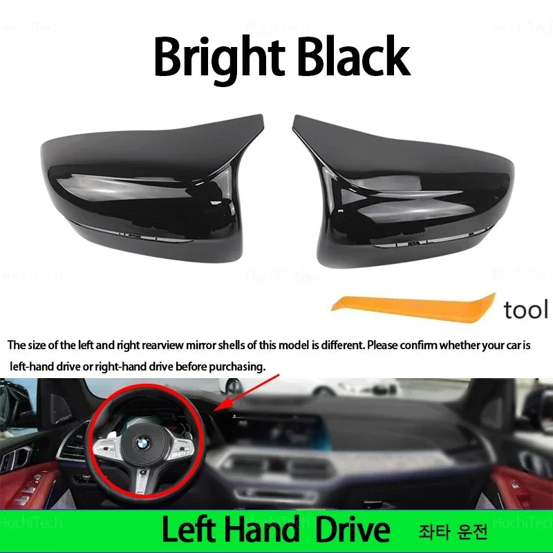 For BMW 3 4 5 6 7 8 series G20 G22 G30 G38 G11 G15 G16 Car Rearview Mirror Cover Side Wing Protect Frame Covers Bright Black