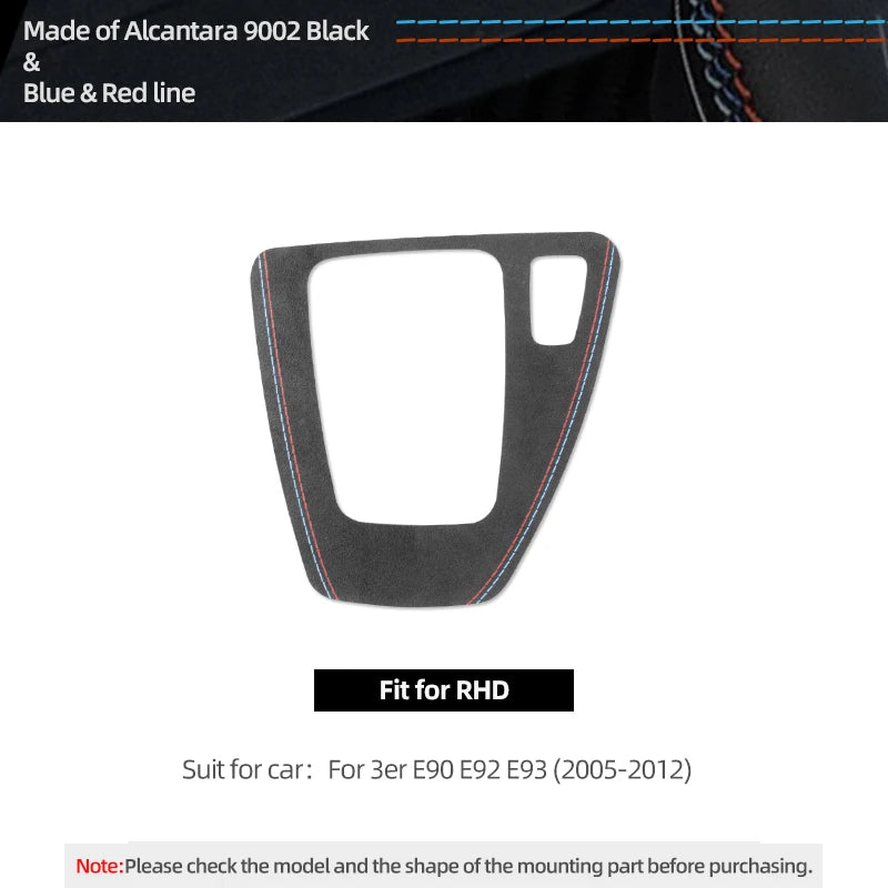 For BMW Series 3 E90 E92 E93 2005-2012 Car Interior Gear Shifter Panel Trims Stickers Made of Alcantara Performance Accessories