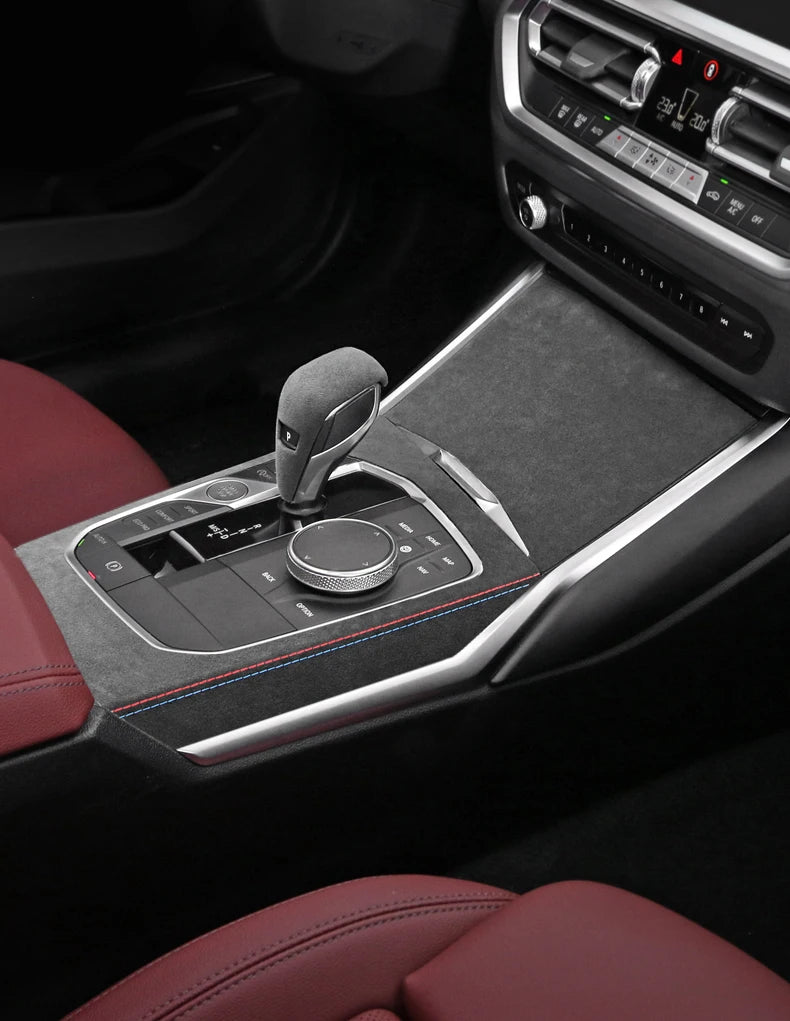 For BMW G20 G23 G28 G42 i3 Made of Alcantara Center Gear Shift Panel Trim Cover M Performance Sticker Car Interior Accessories