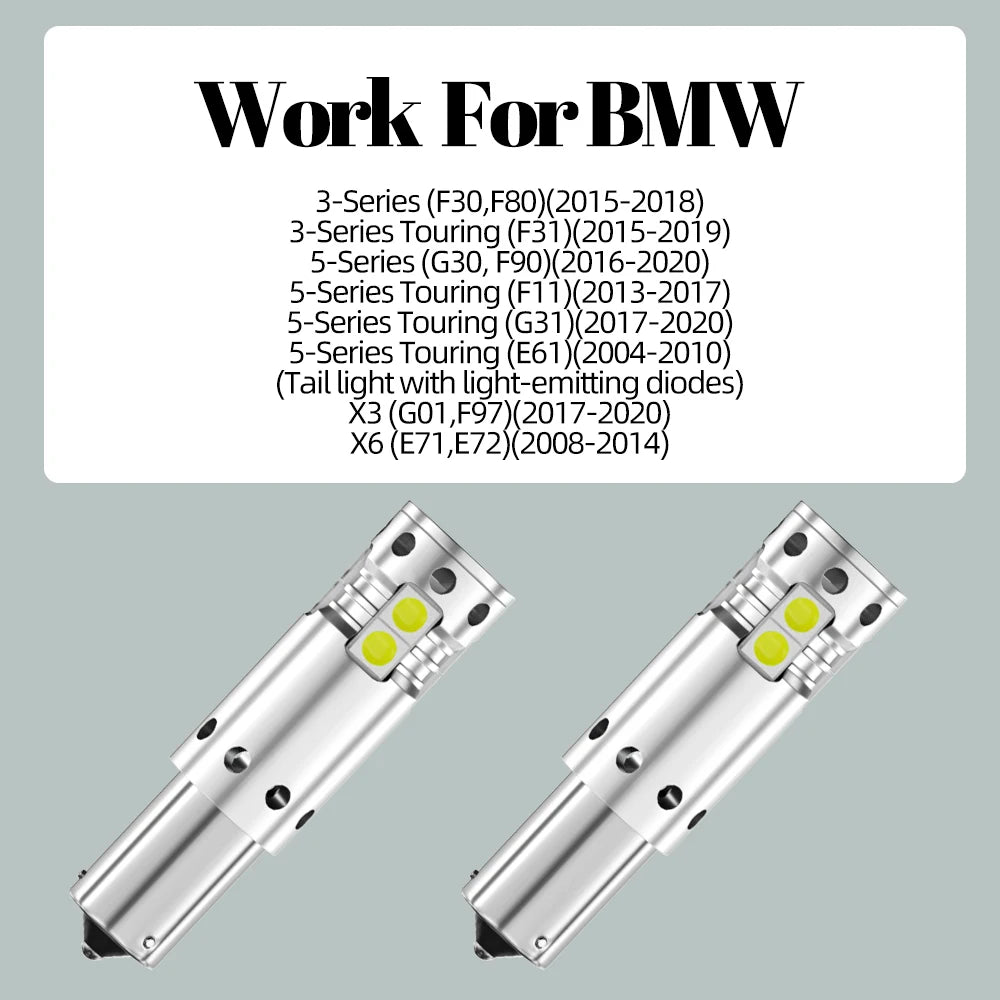 2pcs LED Backup Light Blub Reverse Lamp H21W BAY9S 64136 Canbus For BMW F30 F80 F31 G30 F90 F11 G31 E61 X3 G01 F97 X6 E71 E72