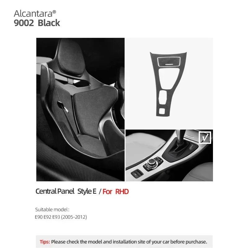 Betterhumz For BMW 3 Series E90 E92 E93 Car Interior Trim Made of Alcantara Center Console Gear Shift Panel Cover Accessories