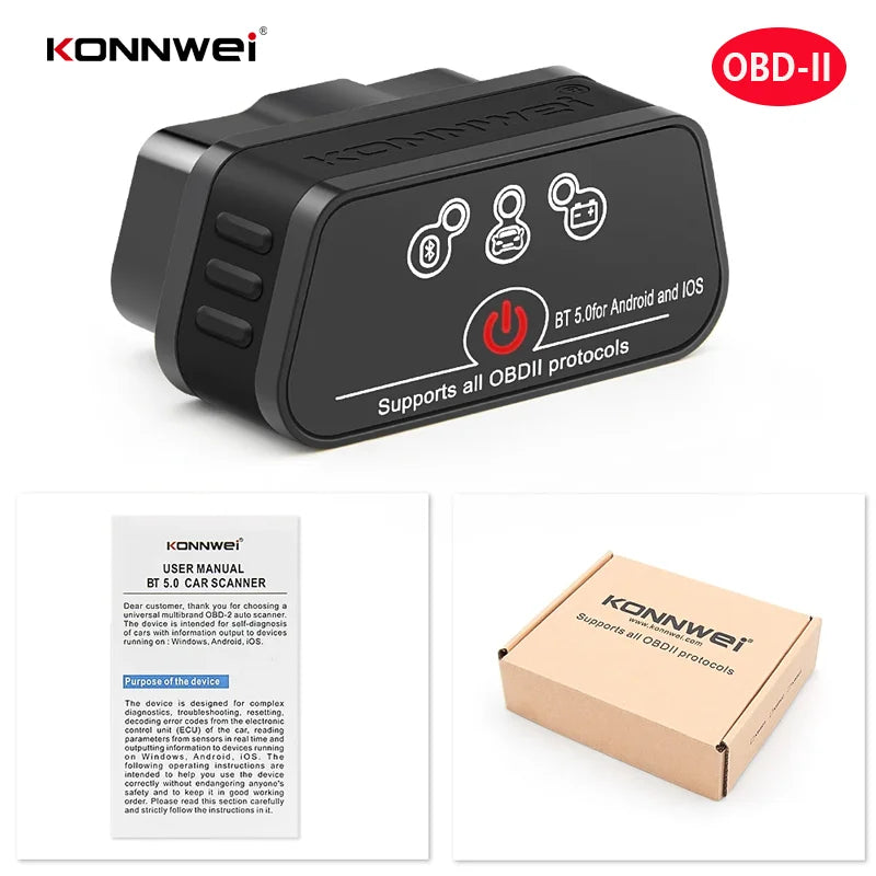 2026 New KONNWEI KW901 ELM327 V1.5 Bluetooth5.0 Car Auto OBD2 Scanner Android/IOS Car Diagnostic Tool Code Reader pk Vgate ICAR2