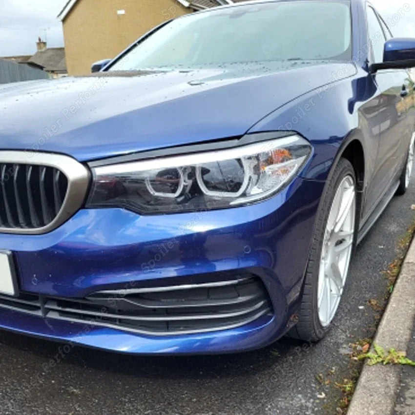 2Pcs For BMW 5 Series G30 G31 G38 F90 M5 525i 530i 540i Front Headlight Eyelid Eyebrow Trims Cover Car Stickers 2017-2021 Black