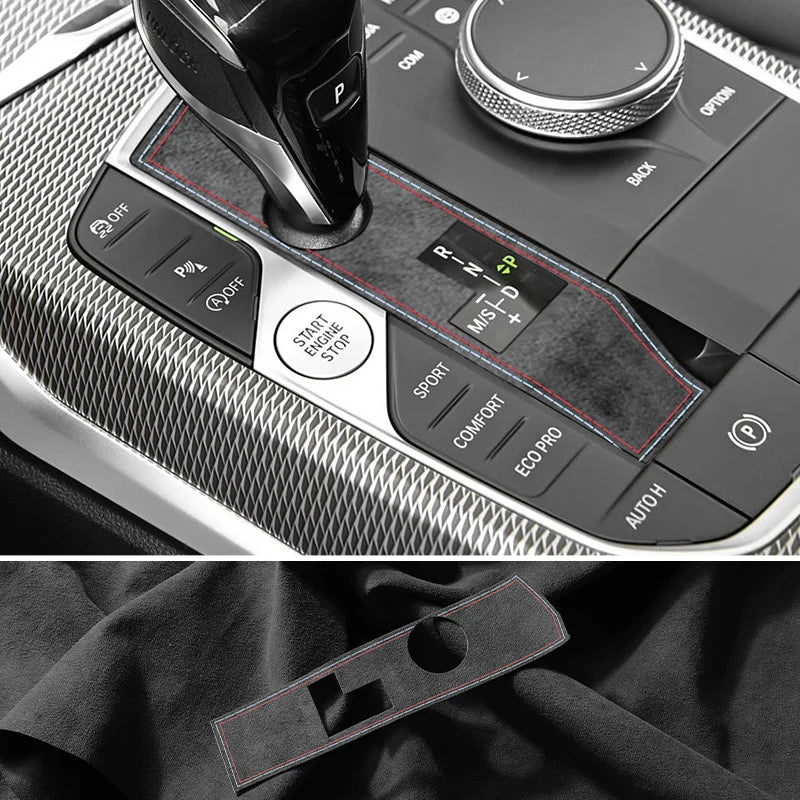 Made of Alcanrata For BMW G20 G22 G07 F44 i4 G29 X3 G01 X5 G05 G06 Gear Shifter Panel Frame Sticker Car Interior Trim Accessory