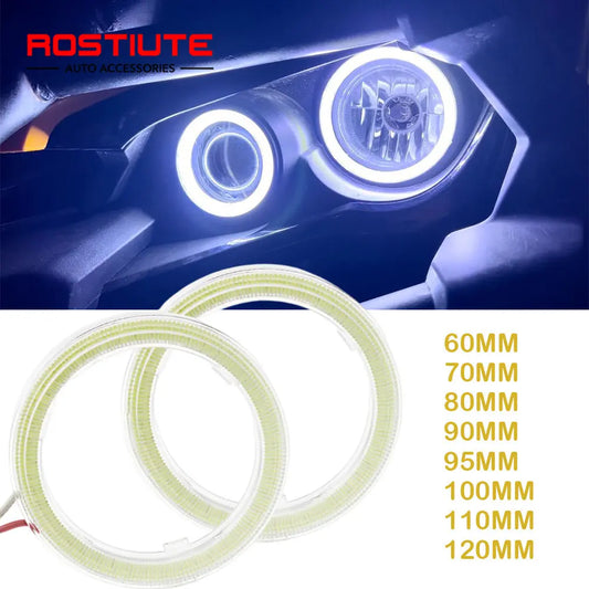 2PC 12-24V COB Led Halo Ring Angel Eyes for Car Motorcycle Circular Led Light Ring 70mm 80mm 90mm Daytime Running Headlight Buld
