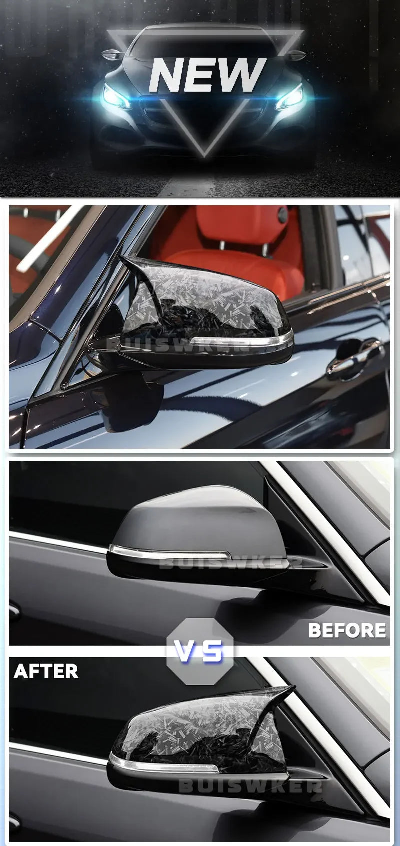 For BMW 1 2 3 3GT 4 M2 i3 Series F20 F21 F22 F23 F30 F31 F32 F33 F34 White Mirror Cover Car Side Rearview Mirror Cap Lid Shell