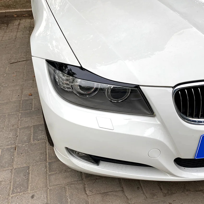 ABS Gloss Black Headlight Eyebrows Eyelid for BMW 3 Series E90 E91 2005 2006 2007 2008 2009 2010 2011 Sedan / Touring Stickers