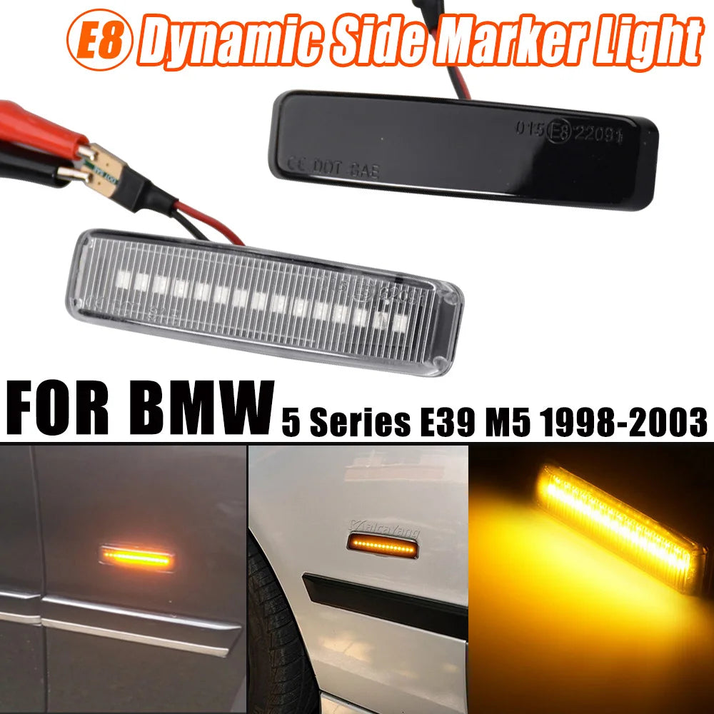 Led Dynamic Turn Signal Light Side Marker Fender Sequential Lamp Blinker Indicator Trim Cover For BMW 5 Series E39 1995-2003 M5