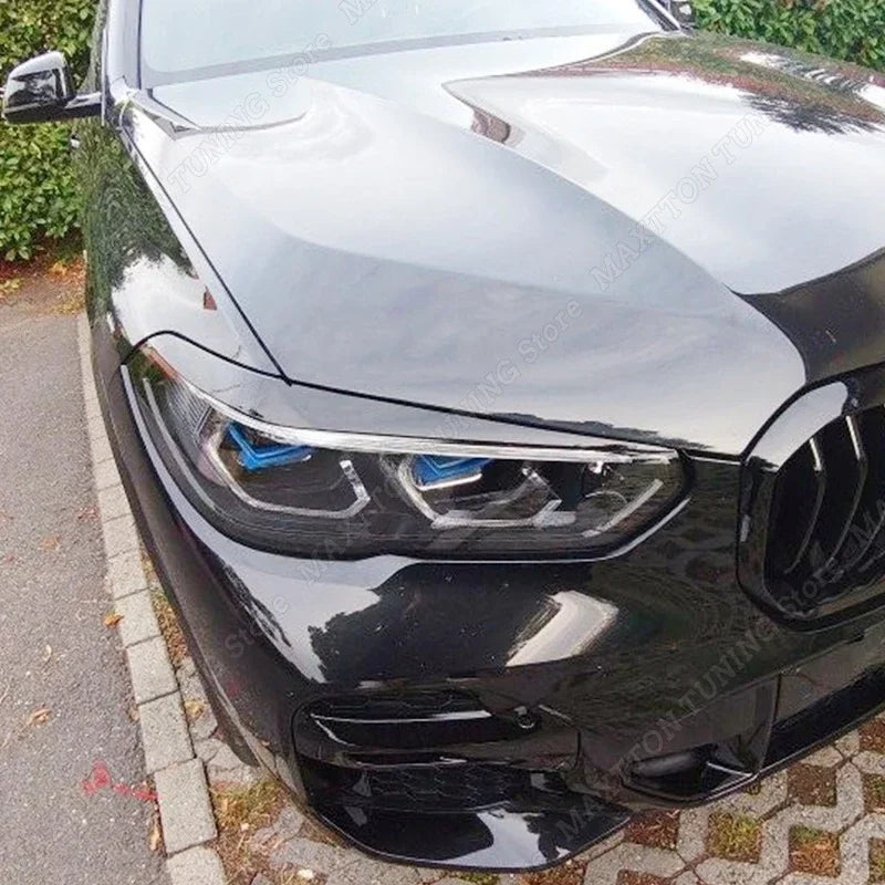 For BMW X5 G05 X6 G06 30i 30d 35i 35d M50i M50d 2018-2023 Car Headlights Eyebrow Eyelids Cover Gloss Black Body Kit Tuning ABS