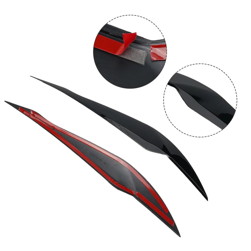 2Pcs Car Headlight Lamp Eyebrows Cover Trim Stickers For BMW 3 Series F30 F35 2013-2018 Gloss Black Car Eyelids Lids ABS Carbon