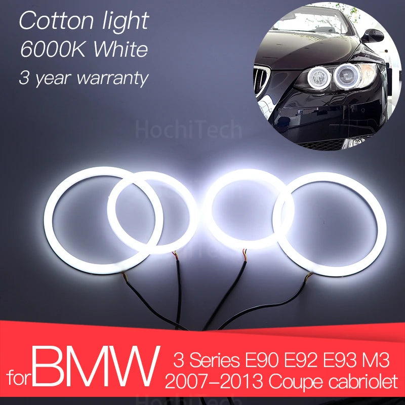 For BMW 3 Series E90 E92 E93 M3 2007-13 Coupe Cabriolet Hight Quality LED Angel Eyes Kit Cotton White Ring