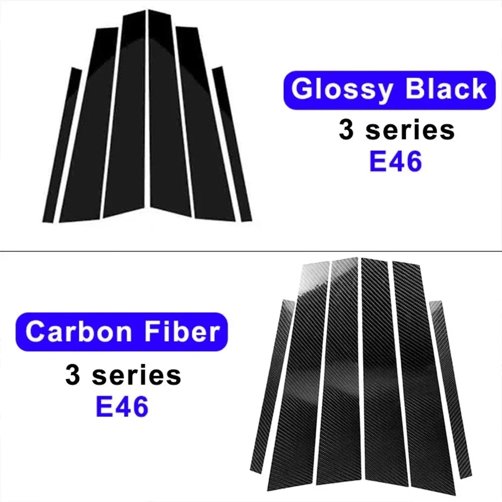 For BMW F30 E46 E90 G20 318i 325i 320i 328i Car Door Window Pillars B-pillar Post Trim Stickers Glossy Carbon Fiber Wrap Films