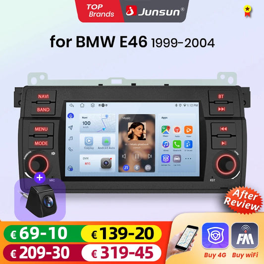 Junsun 7" Wireless CarPlay Android Auto Car Radio for BMW E46 M3 318 320 325 330 335 Multimedia Wireless Apple CarPlay Smart Intelligent Systems IPS Touch Screen Stereo Video Player 2 Din Autoradio Head Unit Navigation BT GPS