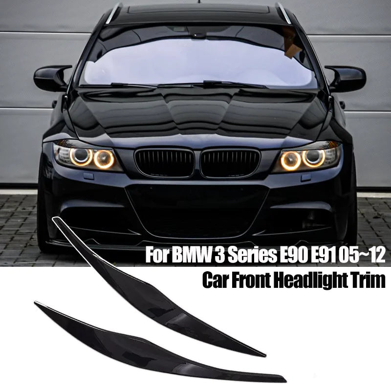 Gloss black headlight eyebrows for BMW 3 Series E90, E91