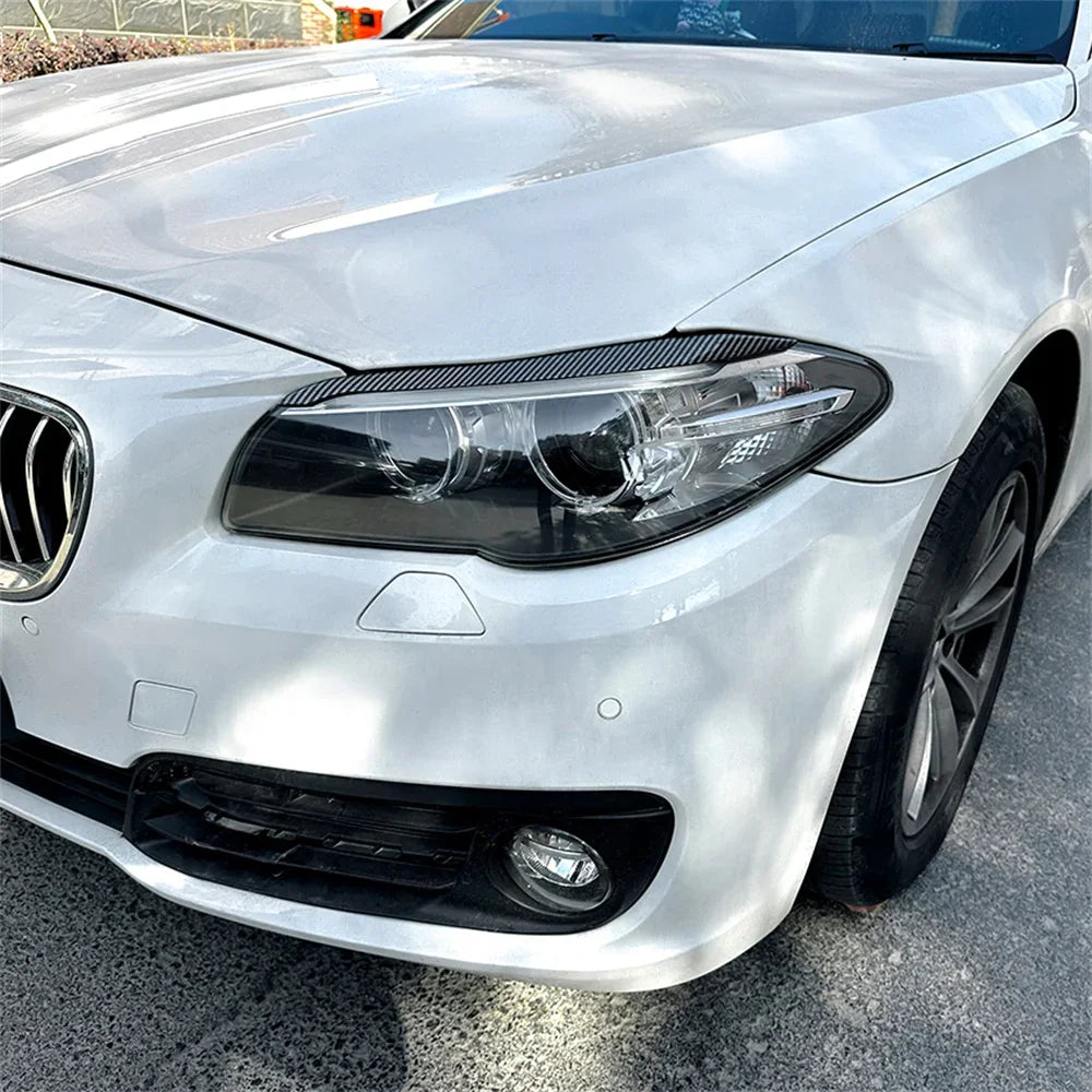 2Pcs ABS Gloss Headlight Evil Eyebrows Eyelids For BMW F10 F11 5 Series 518d 520d 523i 530i 530d 550i M5 2009-2017 3D Stickers