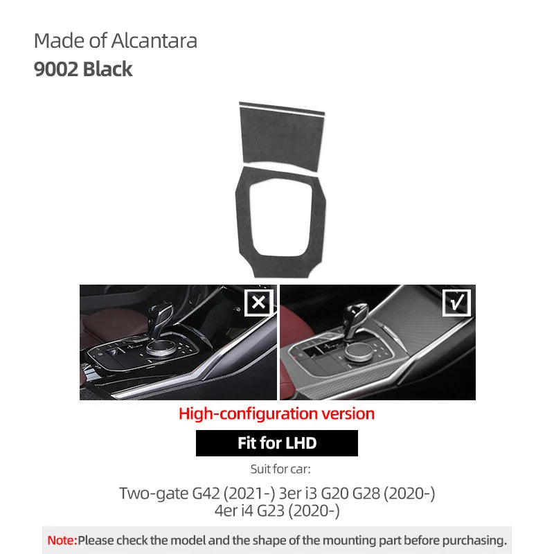 For BMW G20 G28 G23 Serie 3 4 Made of Alcantara Center Console Gear Shift Knob Panel Cover Trim Sticker Car Interior Accessories