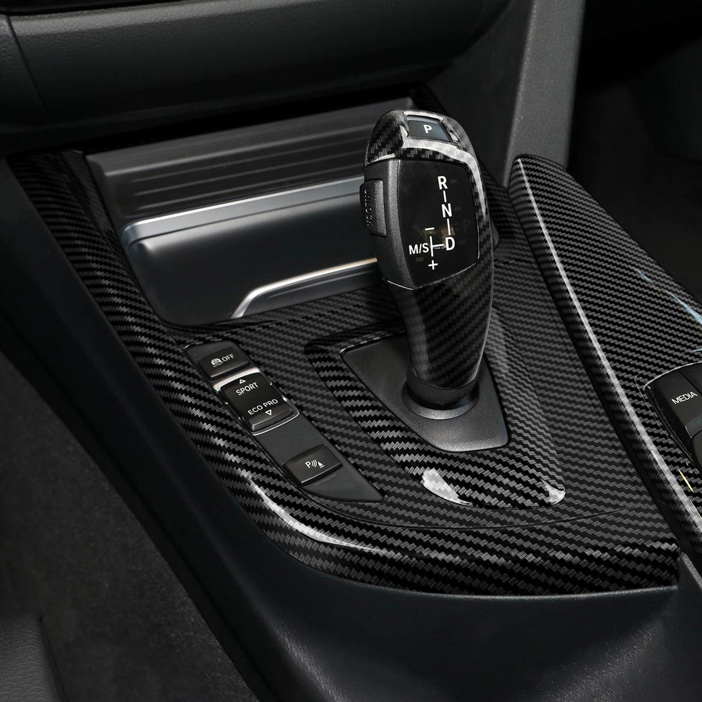 Car Center Console Dashboard Gear Shifter Panel For BMW F30 F31 F34 3GT F32 F33 F36 Trim Accessories, Carbon Fiber ABS Sticker