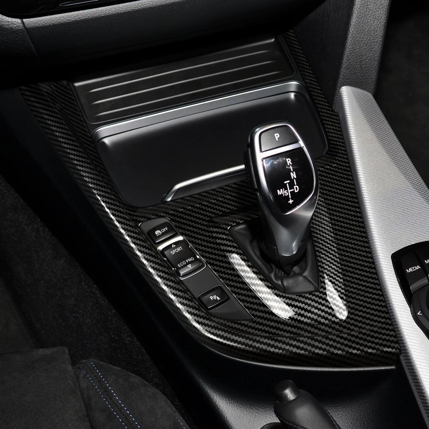 Car Center Console Dashboard Gear Shifter Panel For BMW F30 F31 F34 3GT F32 F33 F36 Trim Accessories, Carbon Fiber ABS Sticker