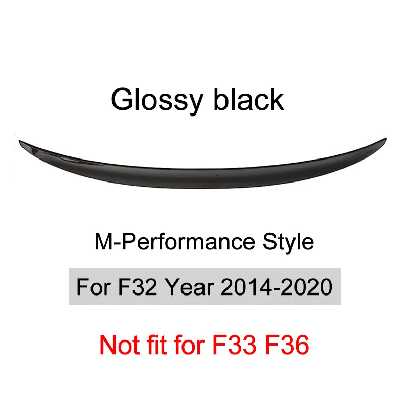 For BMW 4 Series F32 F33 F36 2014-2020 Carbon Fiber Rear Bumper Lip Trunk Spoiler  MP M4 PSM Style Wing Tail Kit Gloss Black