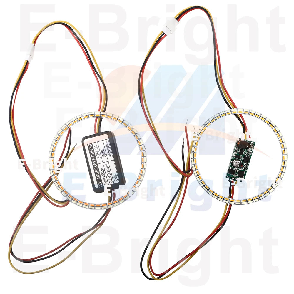 2PCS 24V 12V Angel Eyes Halo Rings 4014 LED Cars Headlight DRL Driving Light White Amber 60 70 80MM 90MM 95MM 100MM 110MM 120MM